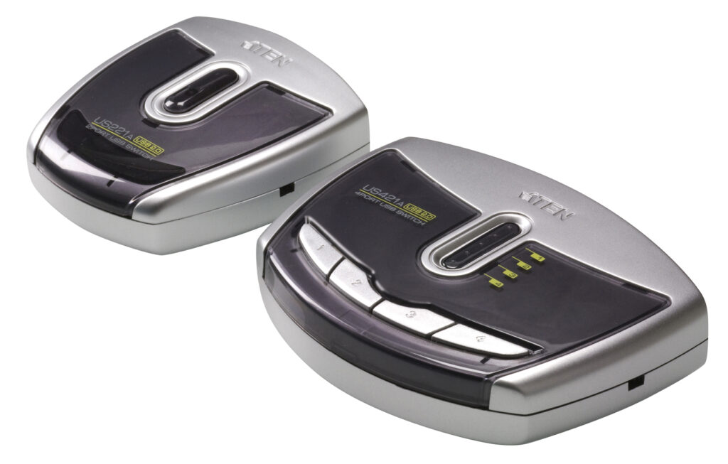 2- i 4-portowe przełączniki USB 2.0 kompatybilne z PC i Mac