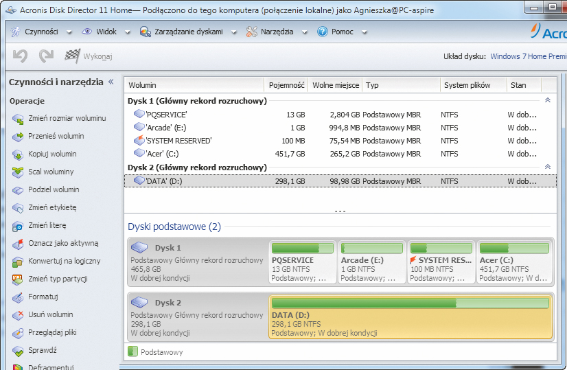 Wygodny podział dysku