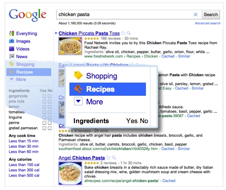 Google uruchamia wyszukiwarkę przepisów kulinarnych