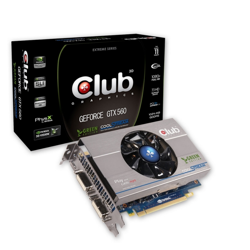Zielony GeForce GTX 560 Ti od Club 3D