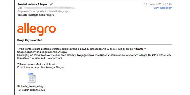 Oszuści atakują użytkowników Allegro