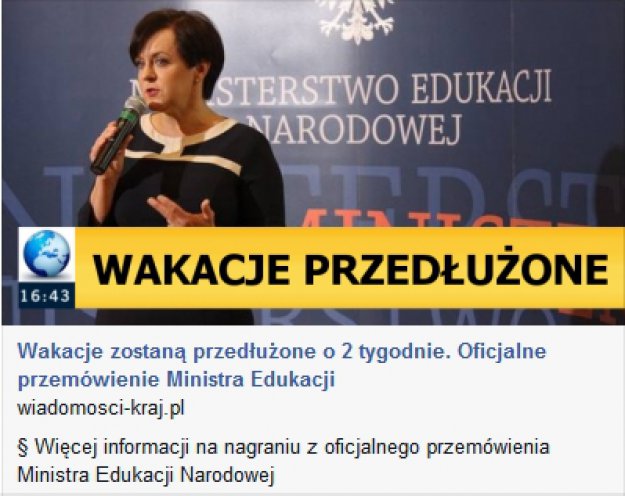 Wakacje przedłużone o dwa tygodnie? Kolejny przekręt!