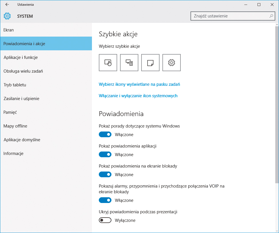 Windows 10 – Pasek pełen wiadomości