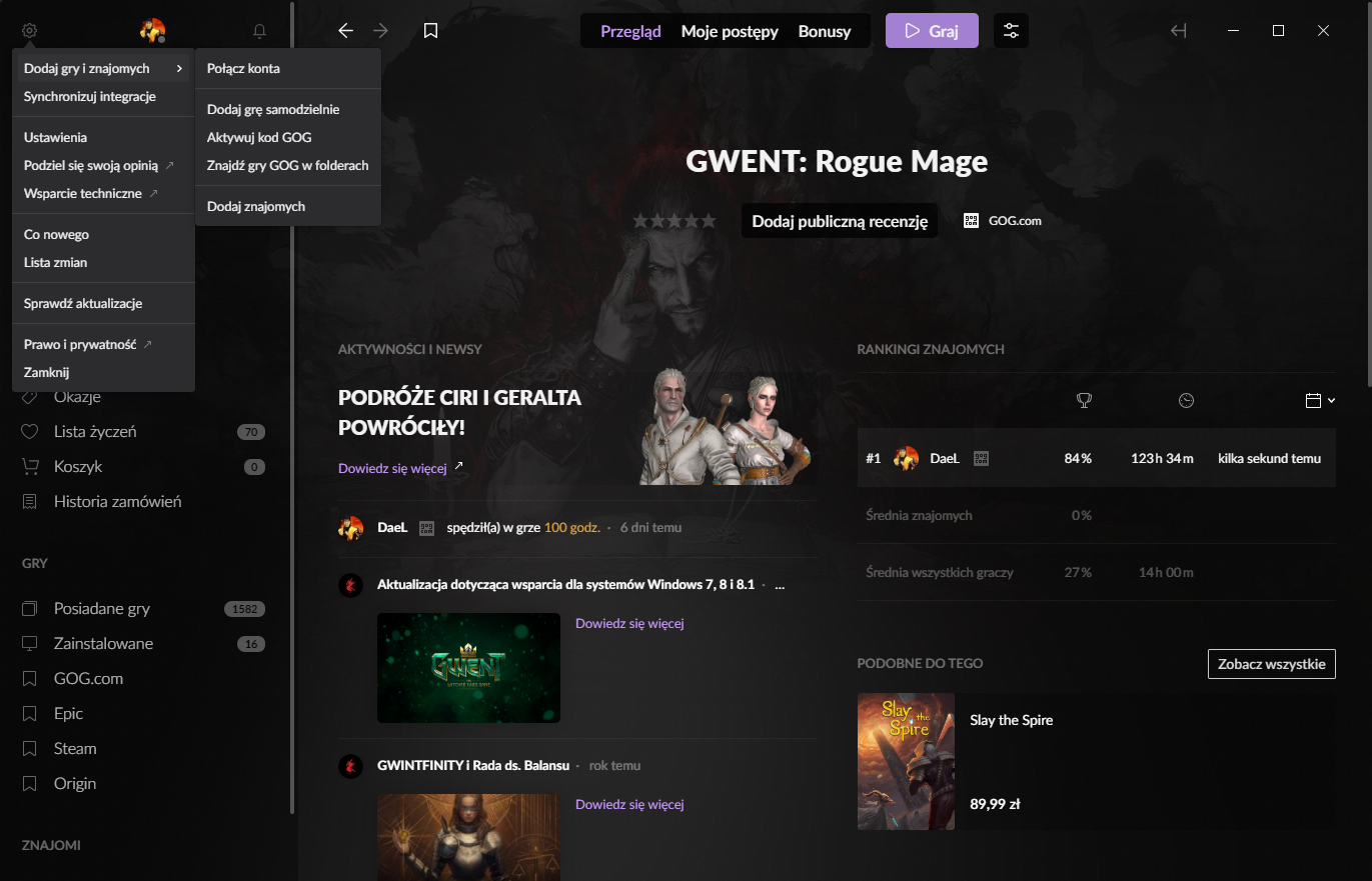 Jak aktywować klucz na GOG.com