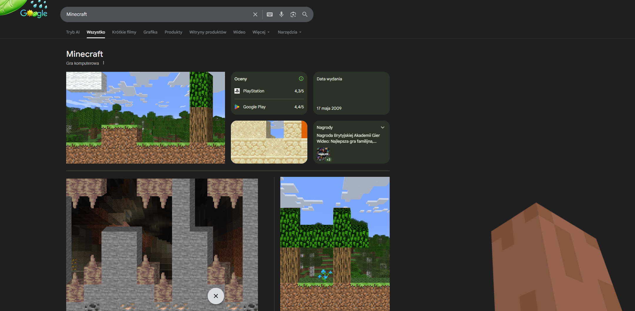 Minecraft w Google