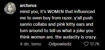 Jeden z komentarzy pod reklamą Razera