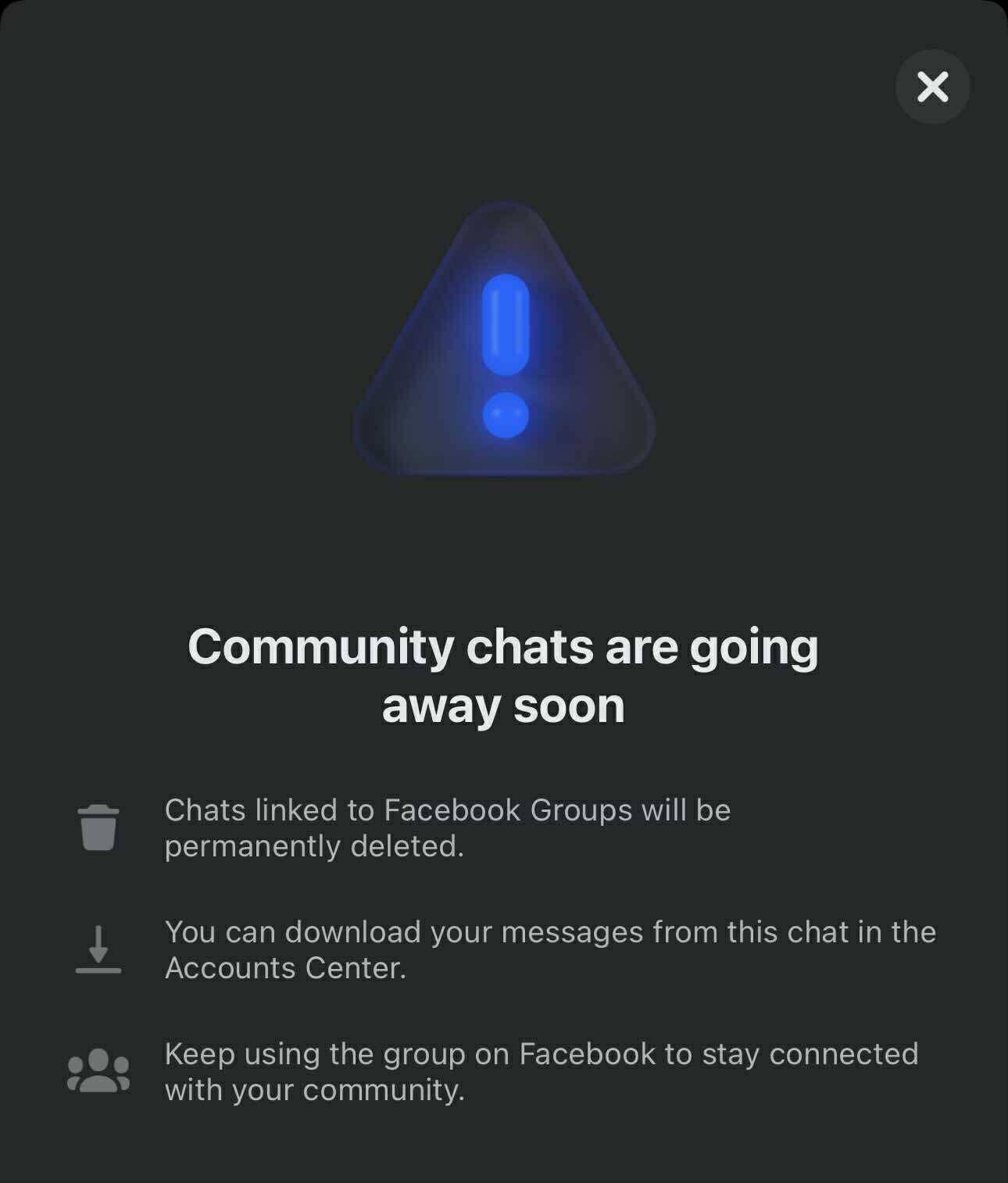 Koniec czatów społecznościowych na Facebooku
