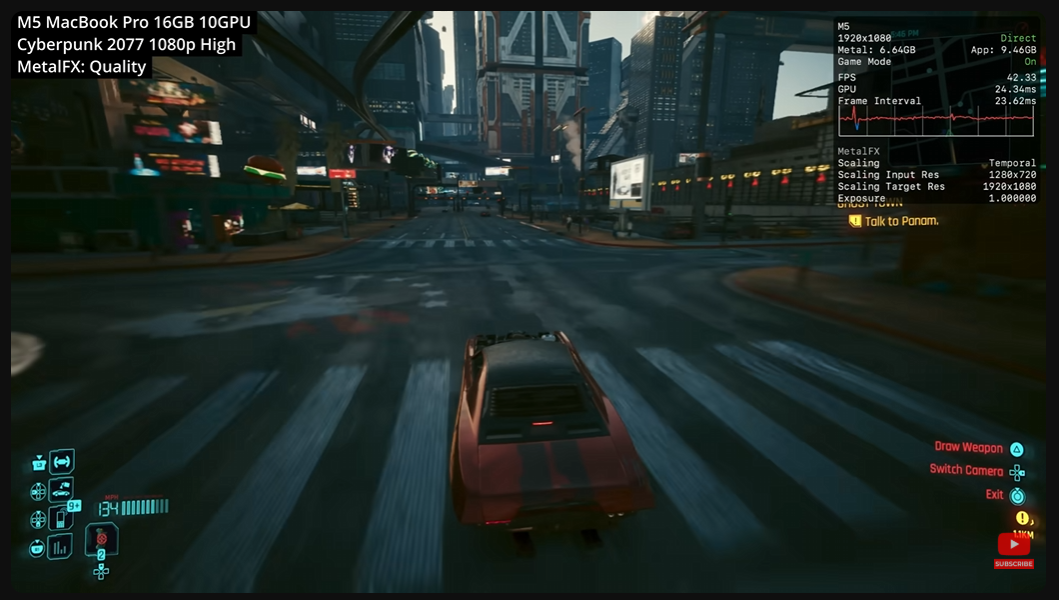 Cyberpunk 2077 na Apple M5