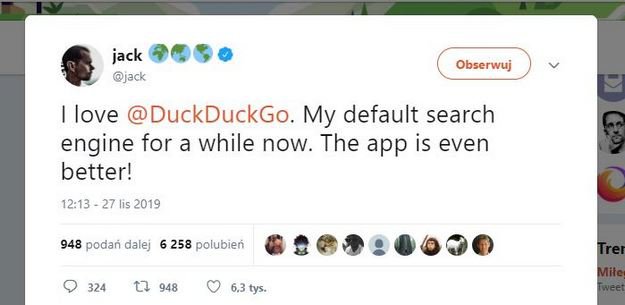 Dorsey nie używa Google’a