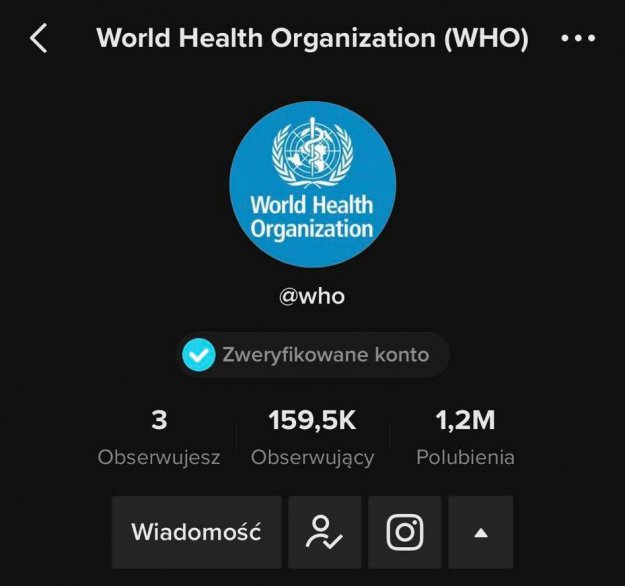 WHO na TikToku walczy z dezinformacją dotyczącą koronawirusa