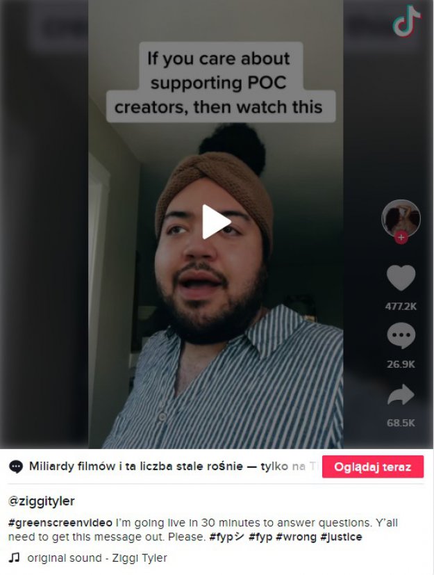 „Black” niedpowiedni w słowniku TikToka