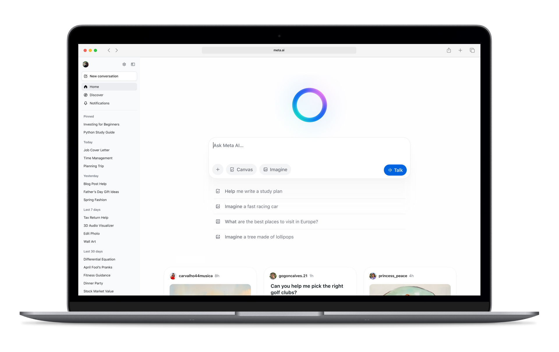 Desktopowa wersja Meta AI