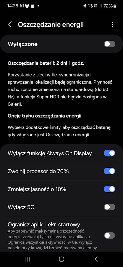 Jak wyłączyć tryb oszczędzania baterii w Androidzie