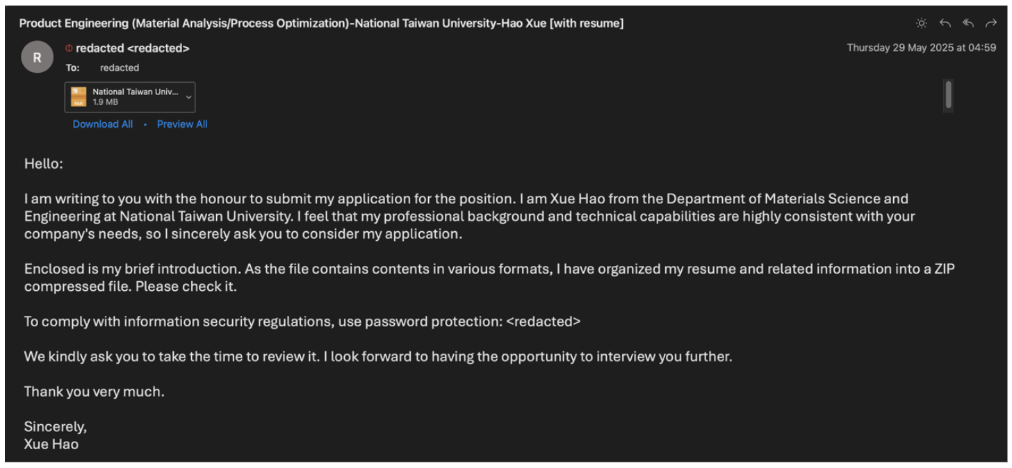 Treść wiadomości wysyłanej przez oszustów