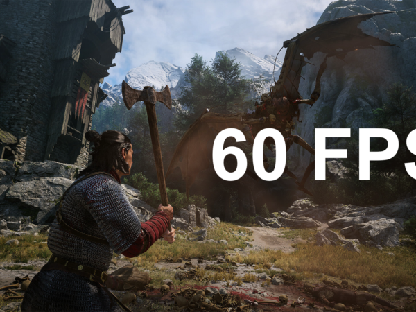 Zrzut z gry The Blood of Dawnwalker z dodanym napisem "60 FPS"