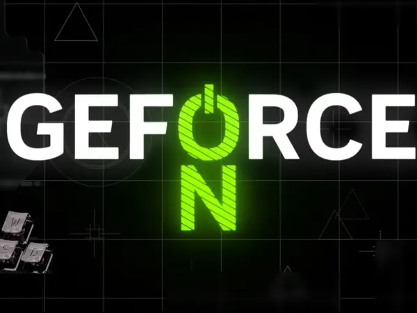 Obrazek z napisem "GEFORCE ON", związany ze zbliżającą się prezentacją DLSS 4.5 firmy Nvidia