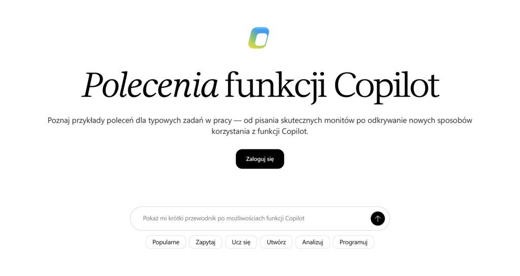Strona główna Copilot – https://m365.cloud.microsoft/copilot-prompts