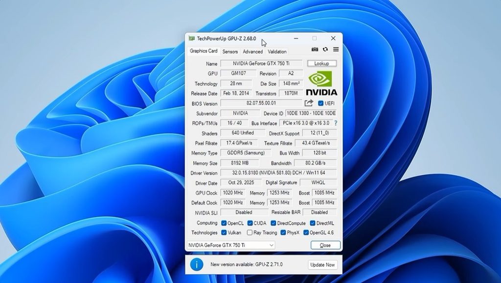 GeForce GTX 750 Ti z 8 GB pamięci GDDR5. Fot. RandomGaminginHD